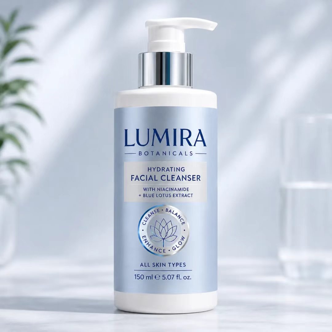 Luxury Skincare Cleanser - ฉลากโลหะ BOPP สีฟ้า/เงินแบบกำหนดเองสำหรับบรรจุภัณฑ์เครื่องสำอางกันน้ำมัน เหมาะสำหรับผลิตภัณฑ์ทำความสะอาดผิวหน้าและผลิตภัณฑ์ดูแลผิว